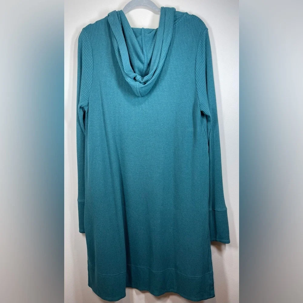 ATHLETA Women’s Pranayama Long Ribbed Hooded Cardigan Teal Size Medium - Picture 9 of 11